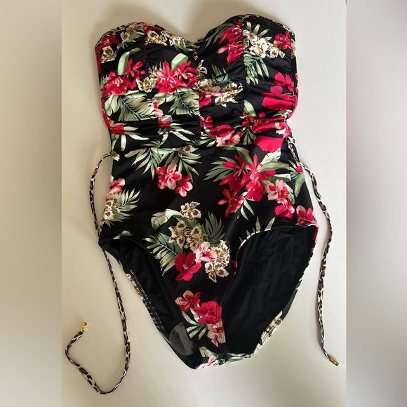 NWT - Tommy Bahama Lily Cat Shirred Bandeau One-Piece Swimsuit Size 10 - Picture 6 of 9